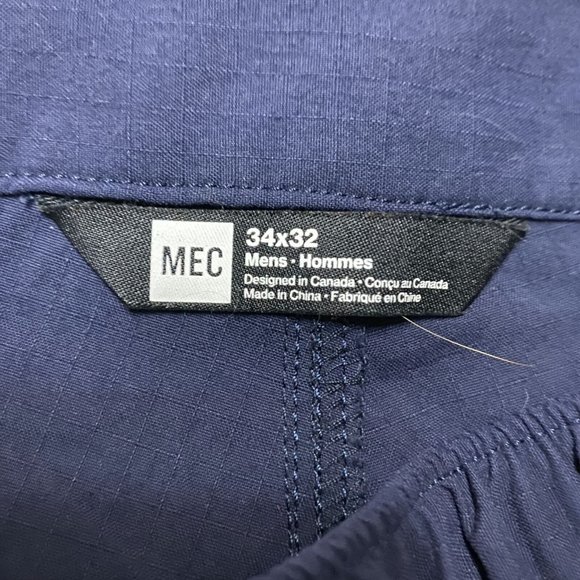 MEC Pants Men's 34 X 32 Navy Nylon Stretch Hiking Drawstring Waist Pockets - Picture 7 of 15